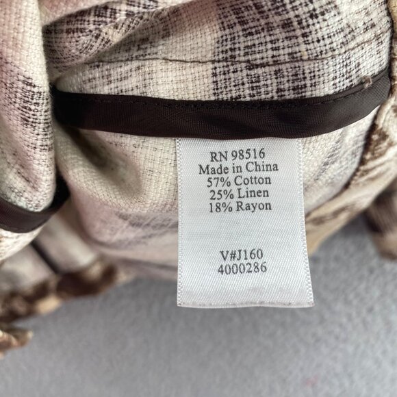 Coldwater Creek Jacket Womens 10 Brown Floral Linen Blend Button Up 3/4 Sleeve - Picture 5 of 9
